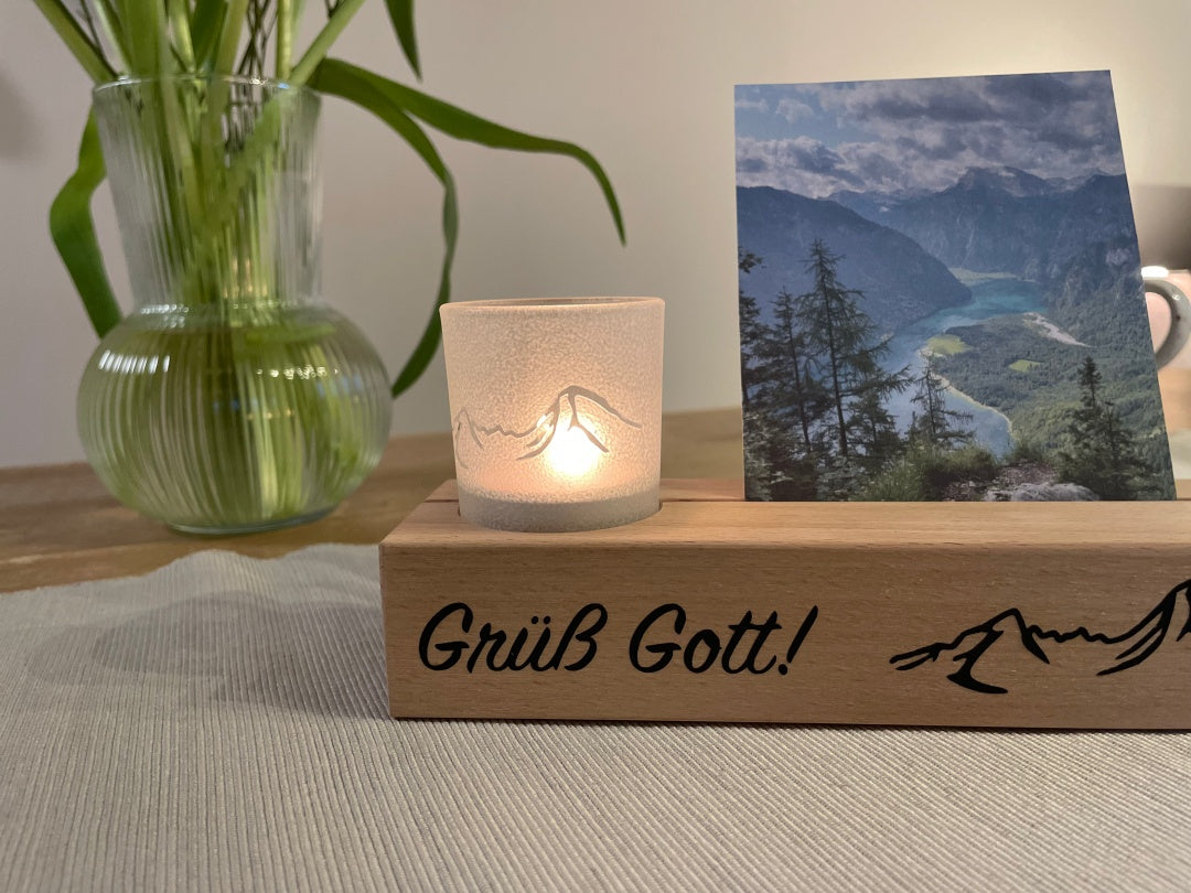 Mein Watzmann Moment Aufsteller mit Teelichtglas und Foto
