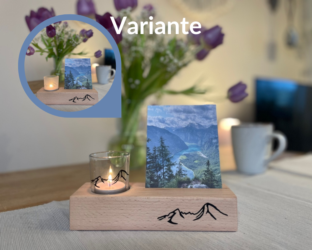 Mein Watzmann Moment Aufsteller mit Teelichtglas und Foto