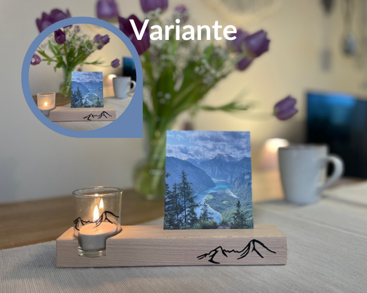 Mein Watzmann Moment Aufsteller mit Teelichtglas und Foto