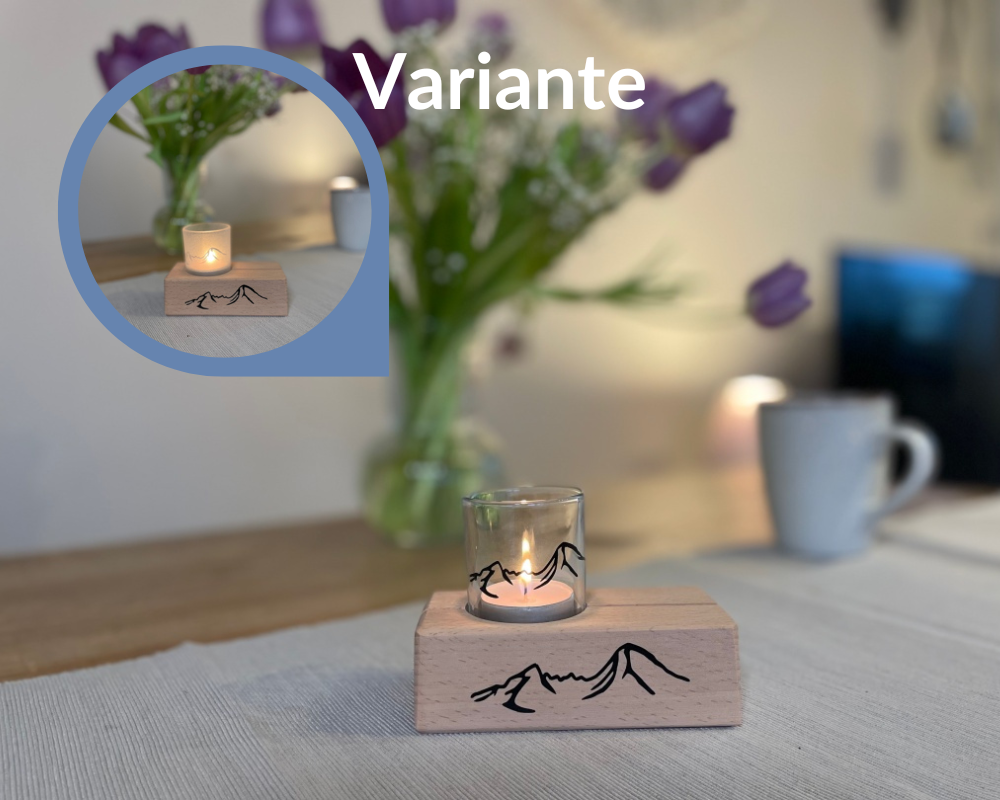 Watzmann Alpensouvenir Aufsteller mit Teelichtglas