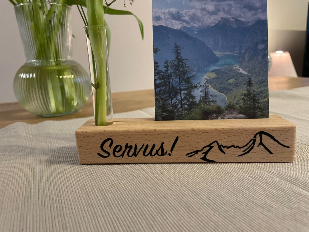 Mein Watzmann Moment Aufsteller mit Vase und Foto
