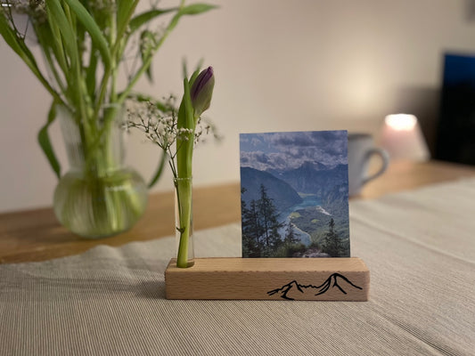 Mein Watzmann Moment Aufsteller mit Vase und Foto