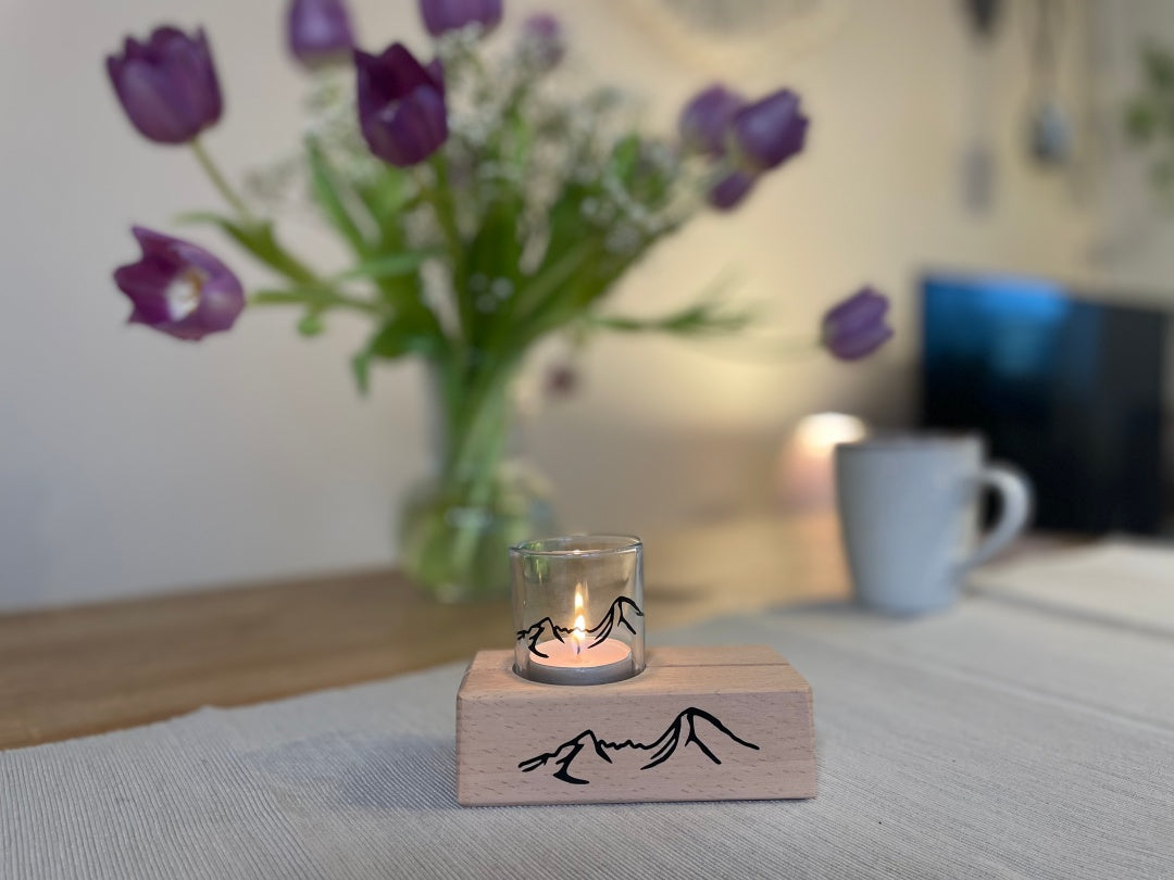 Watzmann Alpensouvenir Aufsteller mit Teelichtglas