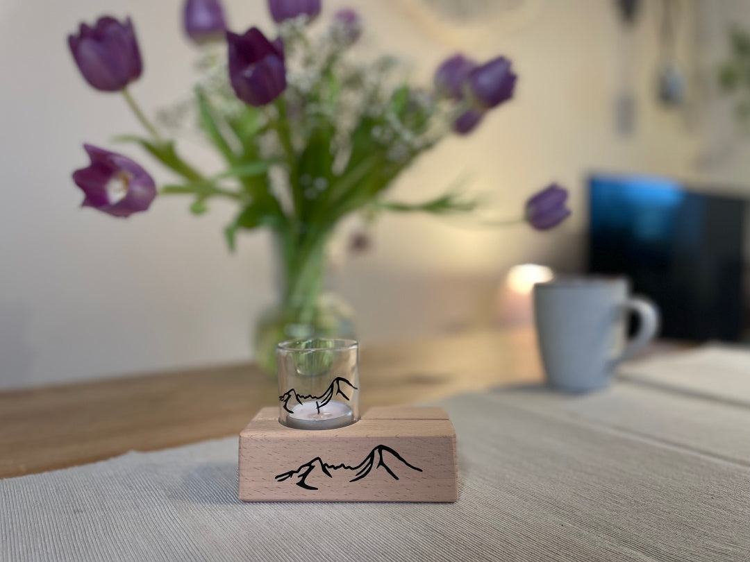 Watzmann Alpensouvenir Aufsteller mit Teelichtglas