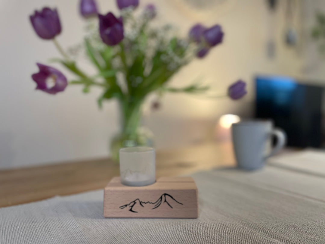 Watzmann Alpensouvenir Aufsteller mit Teelichtglas