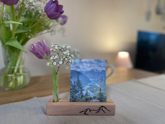 Mein Watzmann Moment Aufsteller mit Vase und Foto (kleinere Größe)