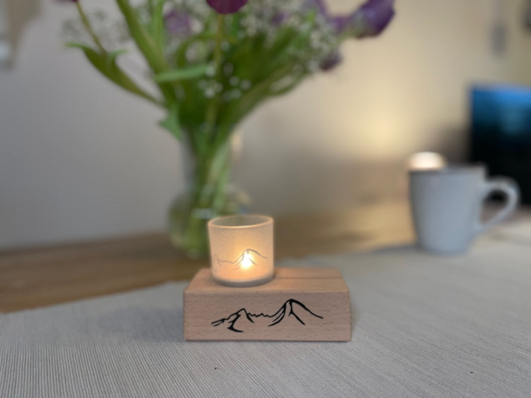 Watzmann Alpensouvenir Aufsteller mit Teelichtglas