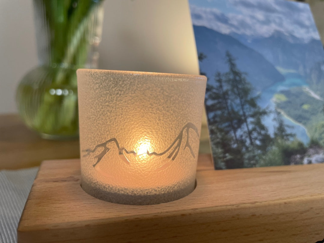 Mein Watzmann Moment Aufsteller mit Teelichtglas und Foto