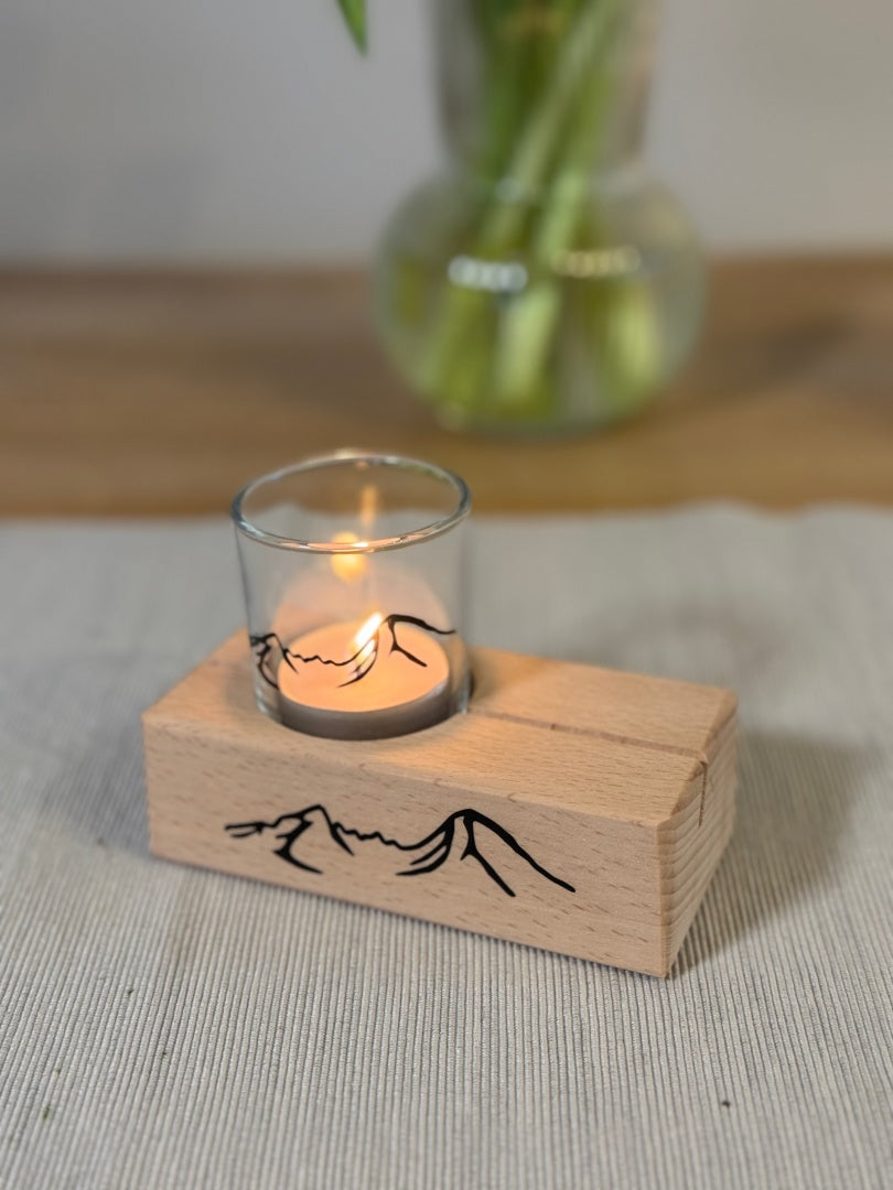 Watzmann Alpensouvenir Aufsteller mit Teelichtglas