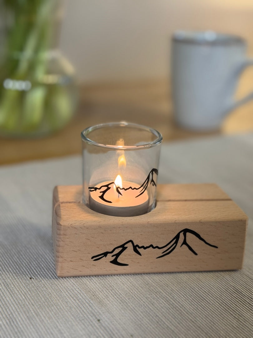 Watzmann Alpensouvenir Aufsteller mit Teelichtglas