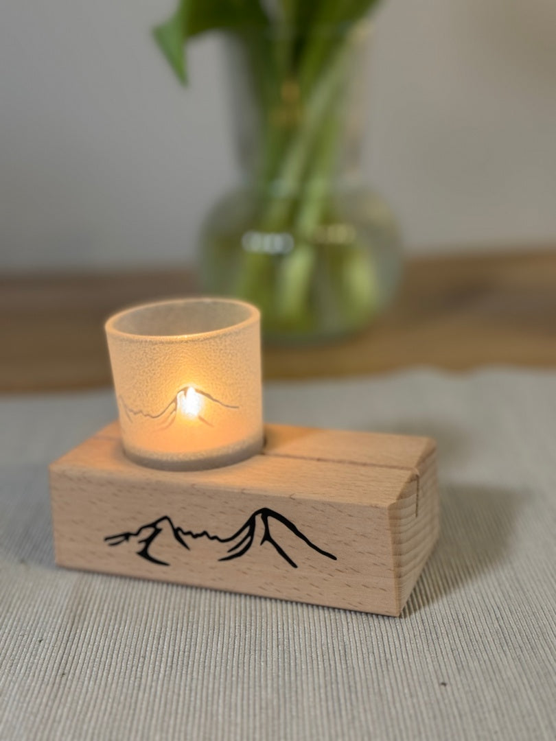 Watzmann Alpensouvenir Aufsteller mit Teelichtglas