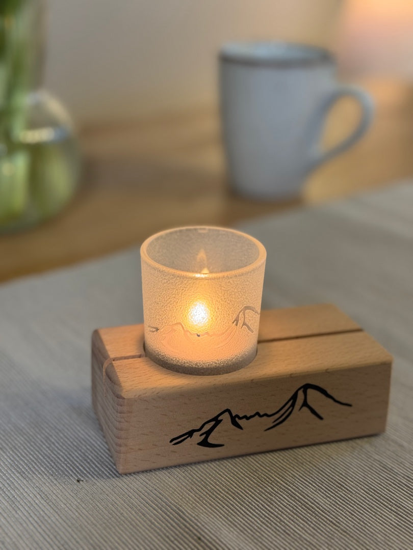 Watzmann Alpensouvenir Aufsteller mit Teelichtglas