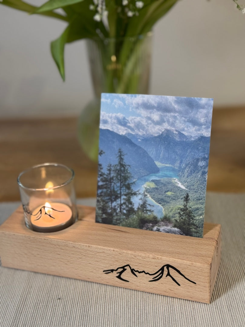 Mein Watzmann Moment Aufsteller mit Teelichtglas und Foto