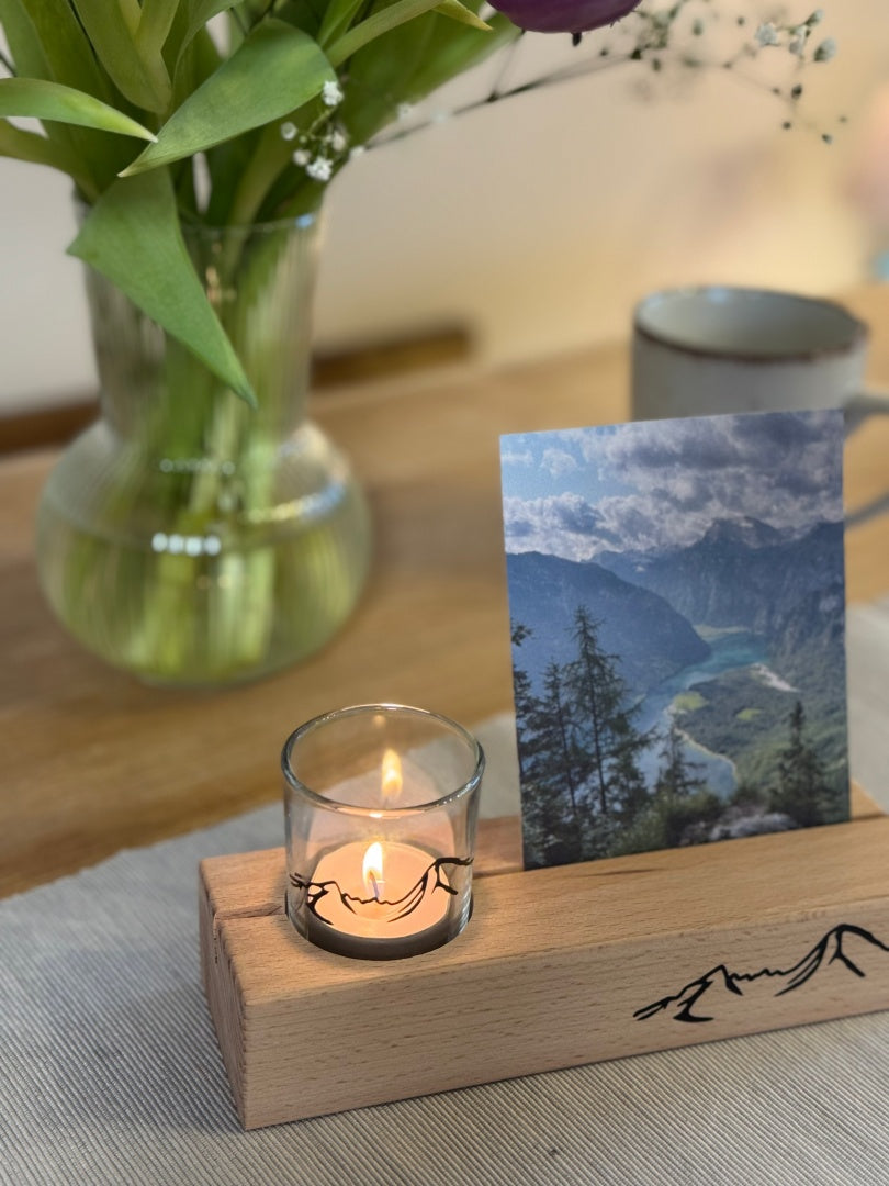 Mein Watzmann Moment Aufsteller mit Teelichtglas und Foto