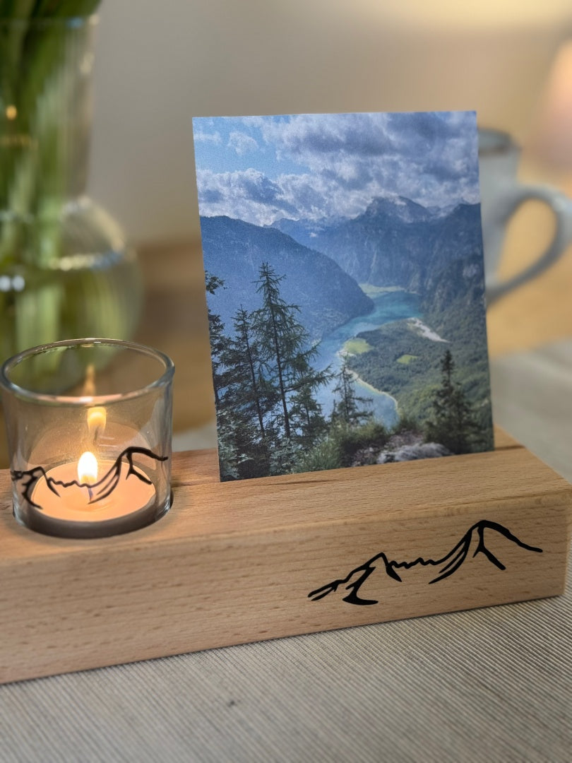 Mein Watzmann Moment Aufsteller mit Teelichtglas und Foto