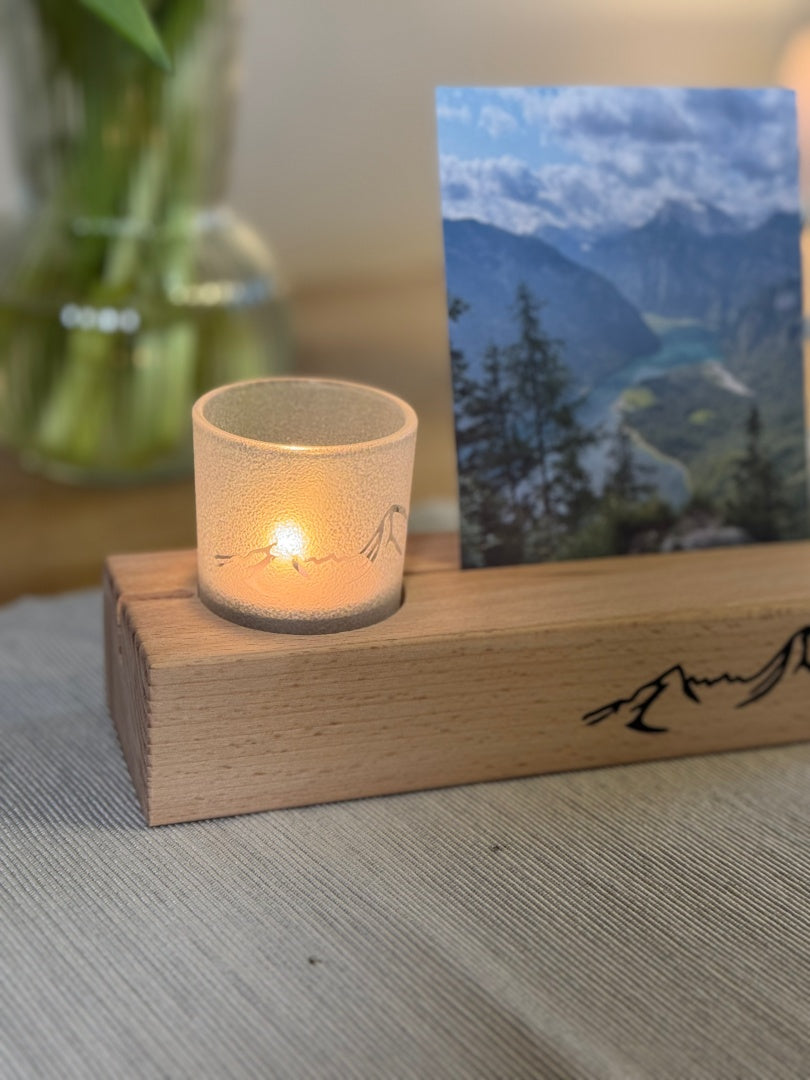 Mein Watzmann Moment Aufsteller mit Teelichtglas und Foto