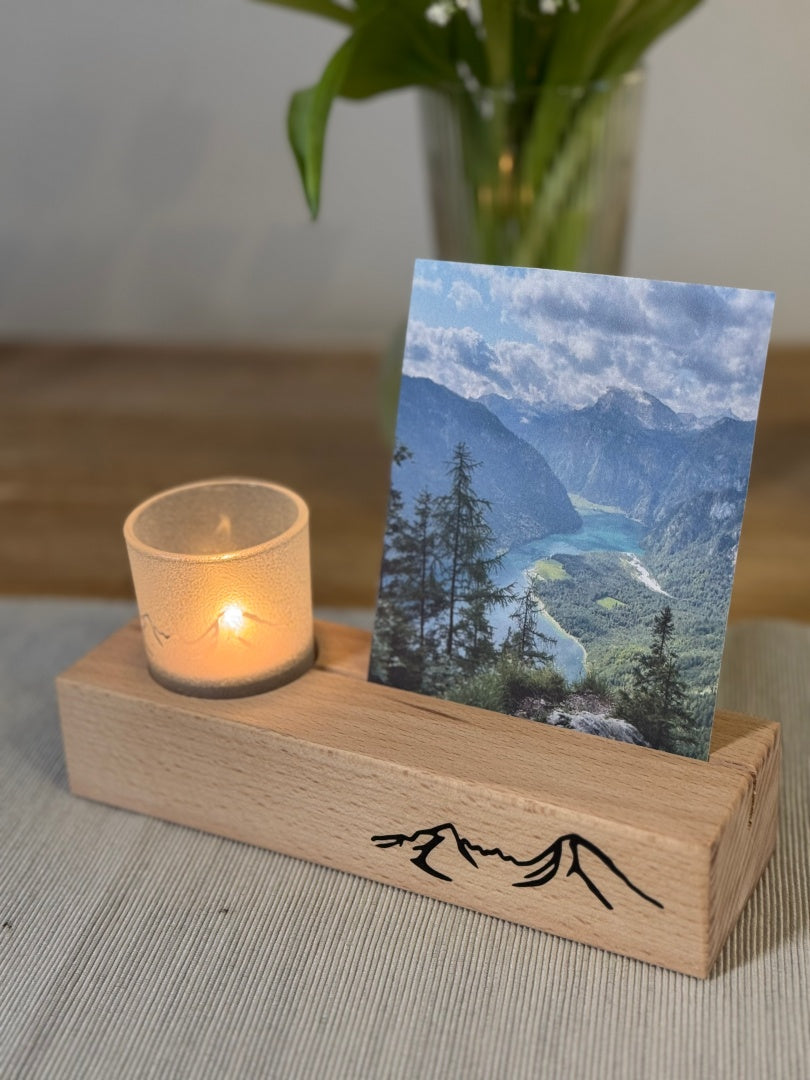 Mein Watzmann Moment Aufsteller mit Teelichtglas und Foto