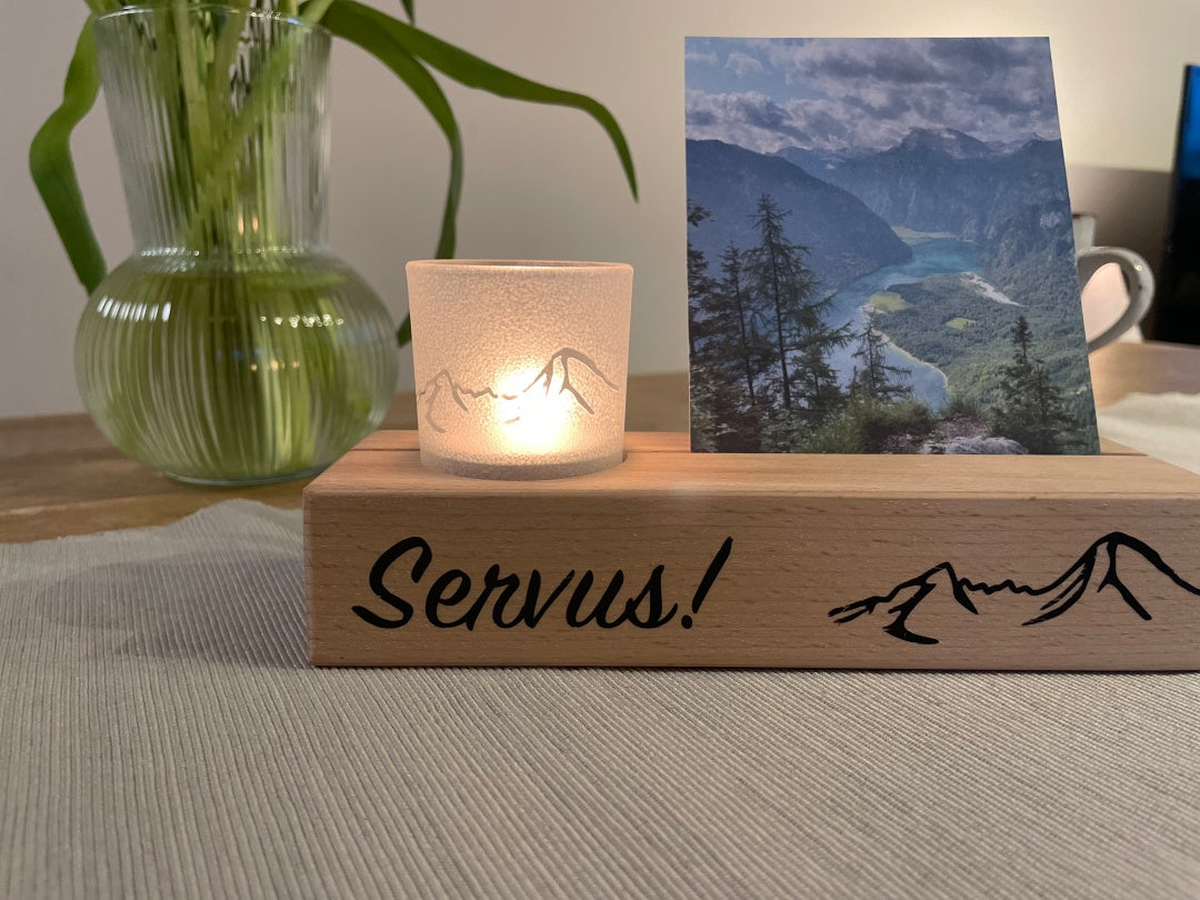 Mein Watzmann Moment Aufsteller mit Teelichtglas und Foto